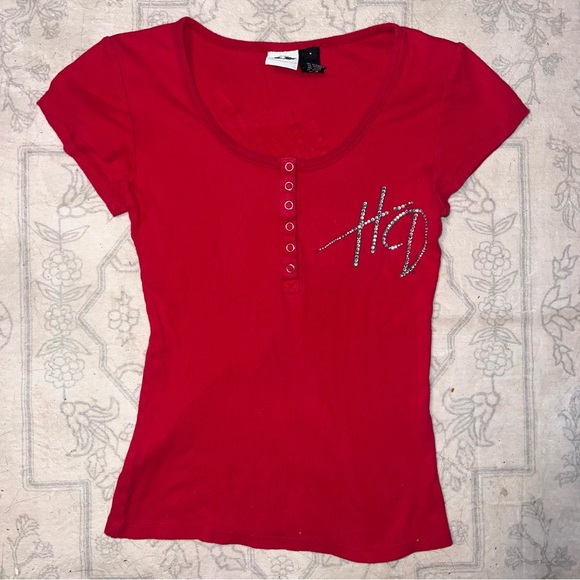 Y2K Rhinestone Harley Davidson Top - Picture 1 of 3